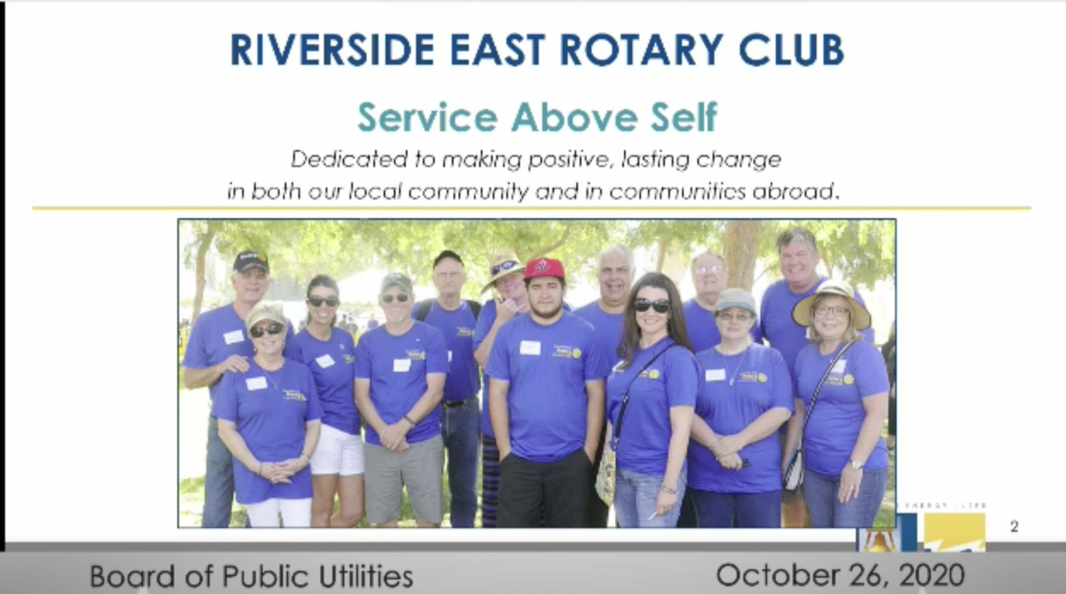 Riverside Public Utilities Board Meeting Riverside East Rotary